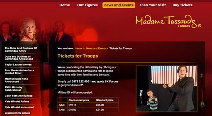 Madame Tussauds Las Vegas Discounts for Military